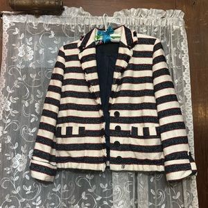 J.Crew size 4 striped blazer jacket excellent condition white blue, and red